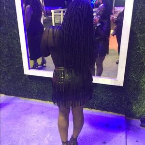 H&M leather fringe mini skirt